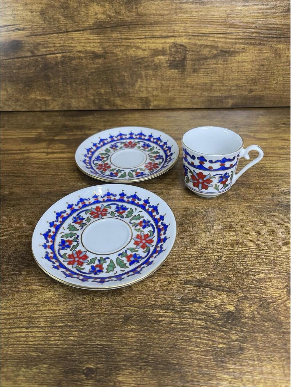 Cup and‎ 2 saucer from turkey Blue gold edges